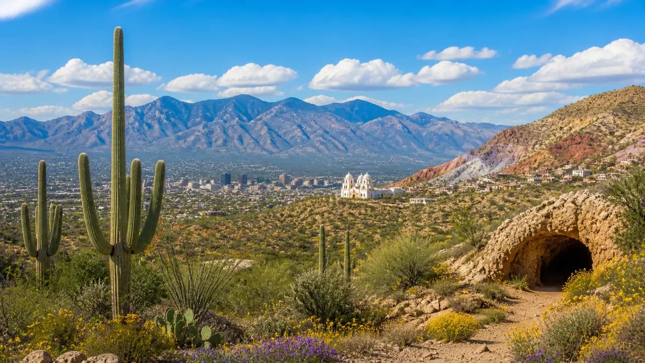 Tucson valley, saguaros, and southern Arizona mountains