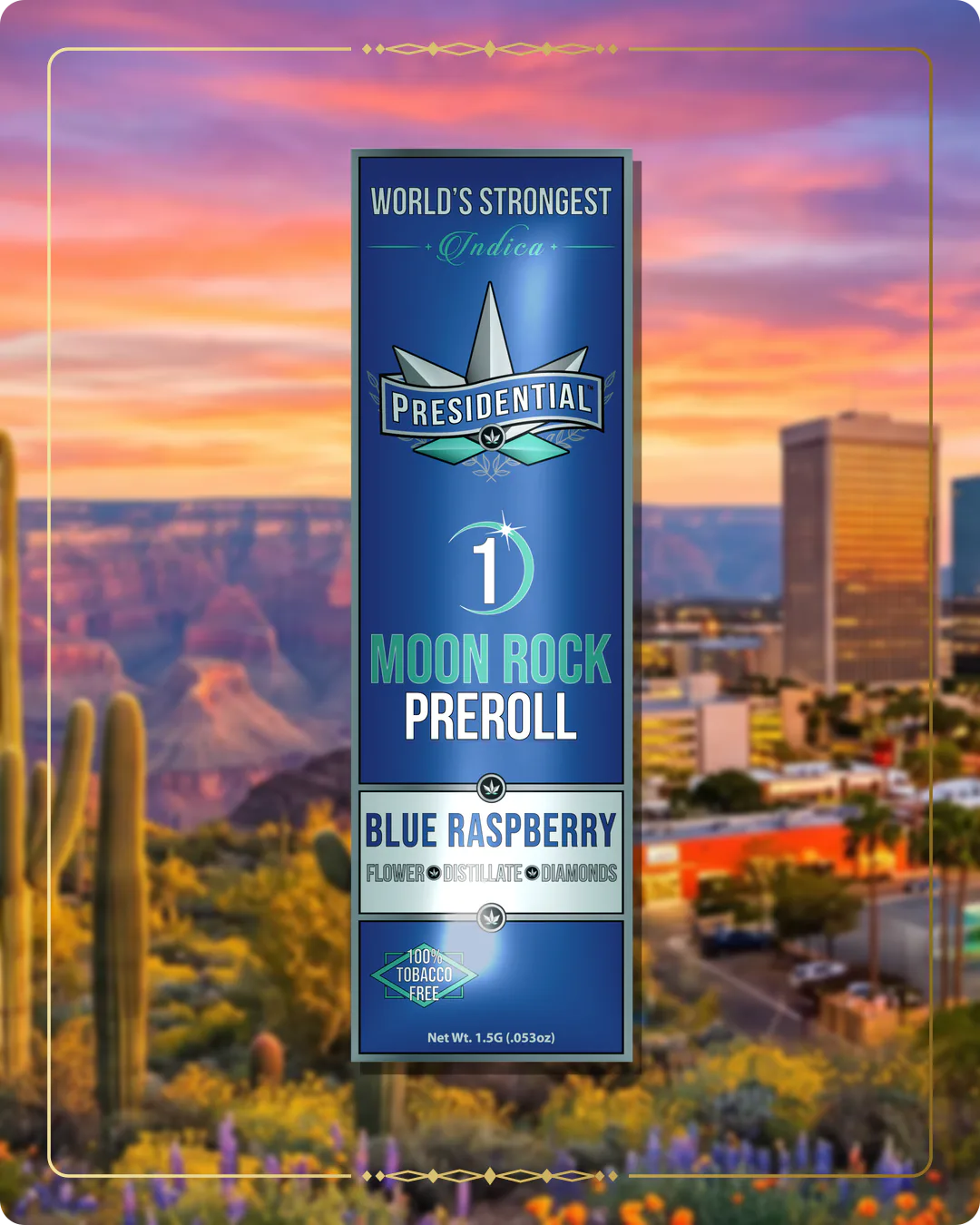 Blue Raspberry Presidential pre-roll for the Arizona brand story