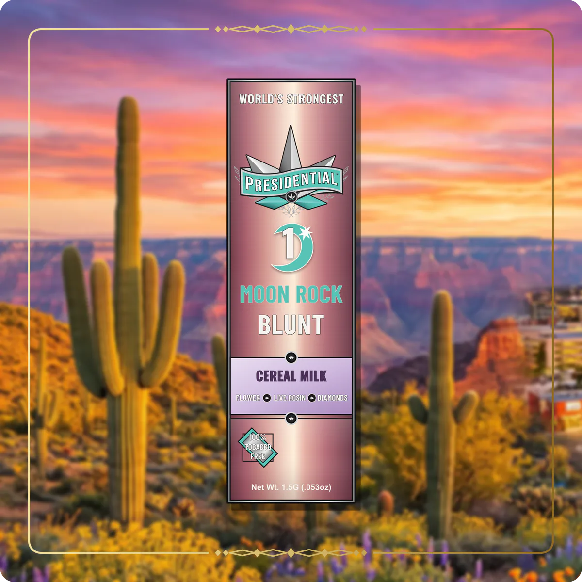 Cereal Milk Presidential Rose Gold Moon Rock Blunt for the Arizona blunts page