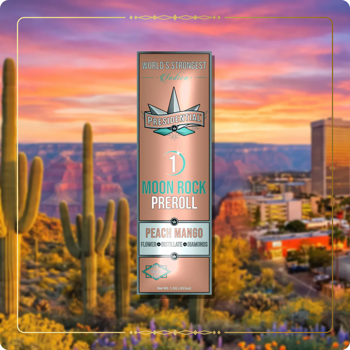 Peach Mango Presidential pre-roll for the Arizona Silver page