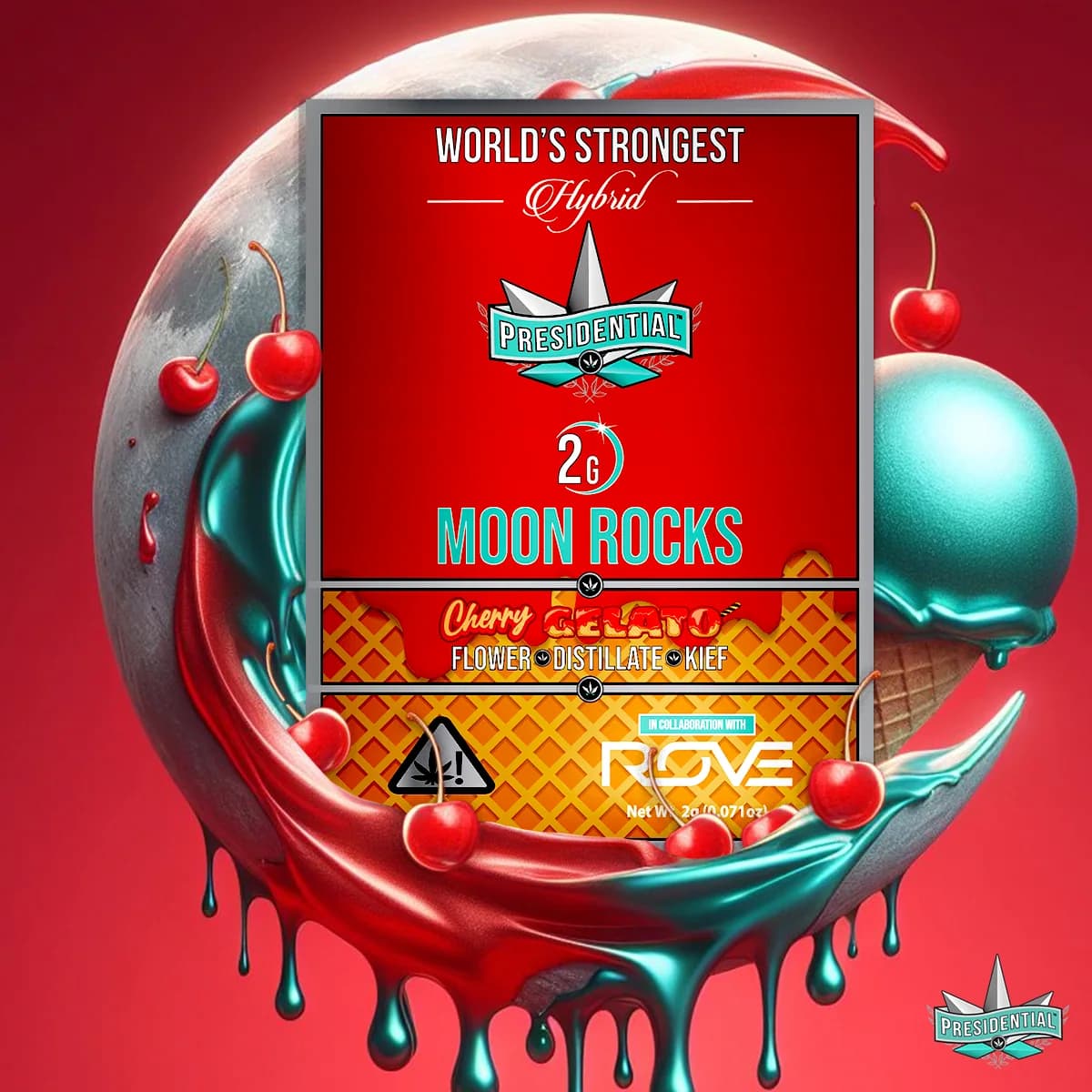 Presidential Cherry Gelato Moon Rocks package for licensed retail